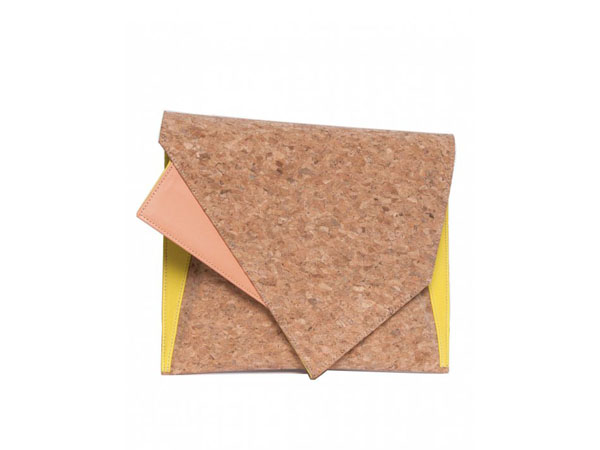 Cork and leather clutch from Georgina Skalidi