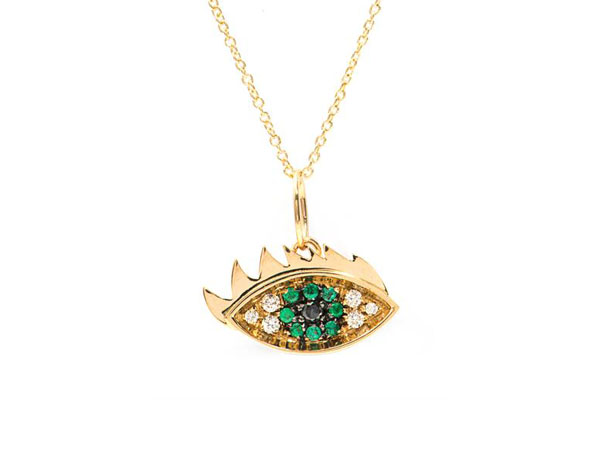 Diamond, emerald and gold eye necklace from Delfina Delettrez