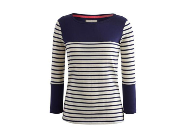 French navy block striped jersey top from Joules