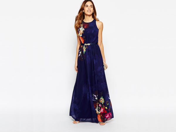 Mirror floral belted maxi dress from Little Mistress