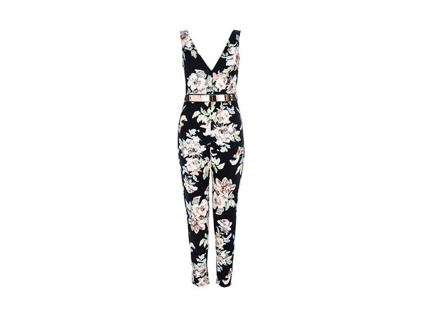 Multi-coloured flower and belt jumpsuit from Quiz