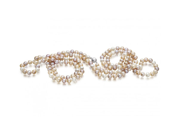 Long multi-coloured freshwater pearl rope necklace from Winterson