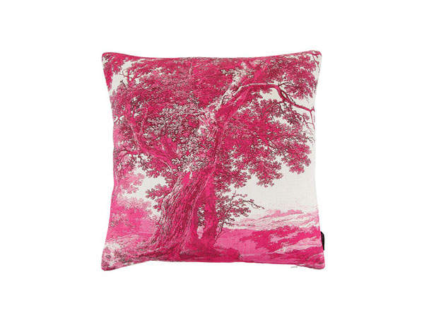 Trees Two pink linen cushion from Boho & Co