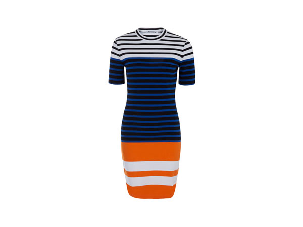 Blue engineered stripe dress from T by Alexander Wang