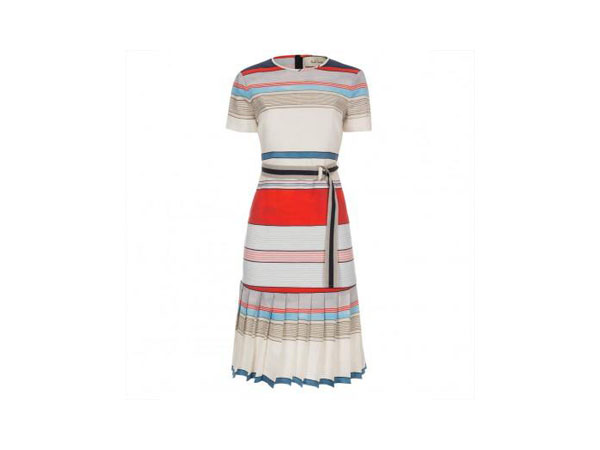 Coloured stripe linen-blend drop-skirt dress from Paul Smith
