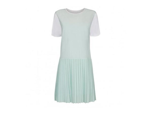 White silk and jersey dress with pleated mint skirt from Paul Smith