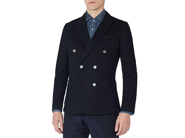 Pitti B navy double breasted blazer from Reiss