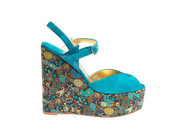 Teal totem marky wedge sandals from Terry de Havilland