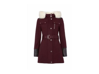 Wool hooded coat with faux-fur trim from Halifax Traders