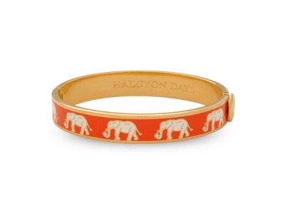 Elephant motif orange and gold bangle from Halcyon Days