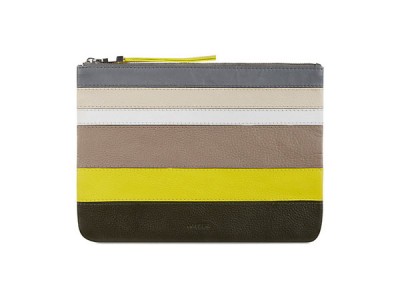 Yellow leather stripe clutch bag from Jaeger